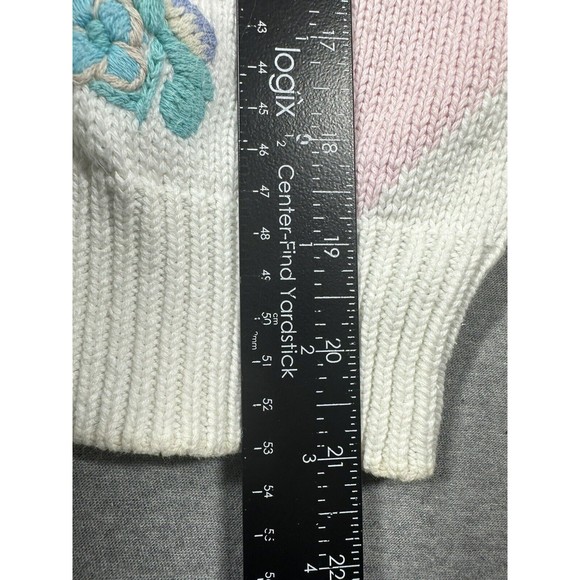 Le Moda Knitwear Small 100% Cotton 1/2 Sleeve 90s Argyle Mock Neck Vintage - Picture 6 of 10